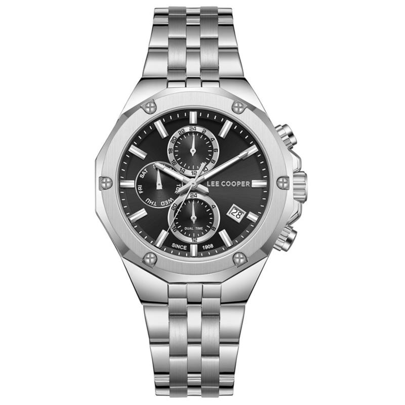 LEE COOPER Dual Time Men's - LC08104.350, Silver case with Metal Bracelet