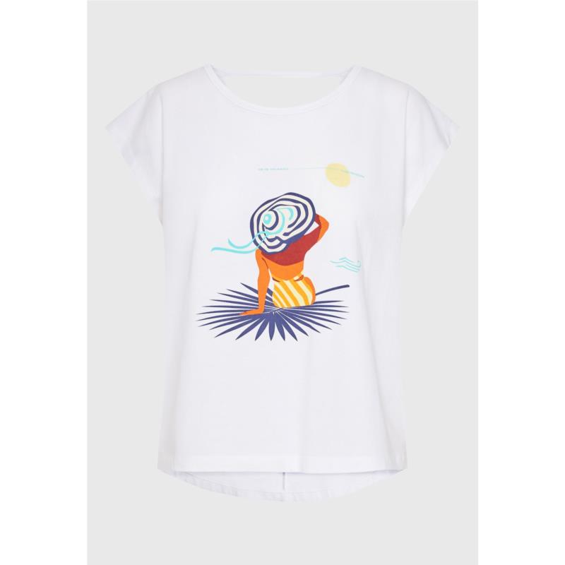 Γυναικείο t-shirt με τύπωμα και ανοιχτή πλάτη
