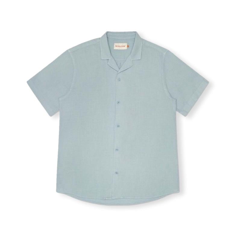 Πουκάμισο με μακριά μανίκια Rvlt Revolution Cuban Shirt - Lightblue