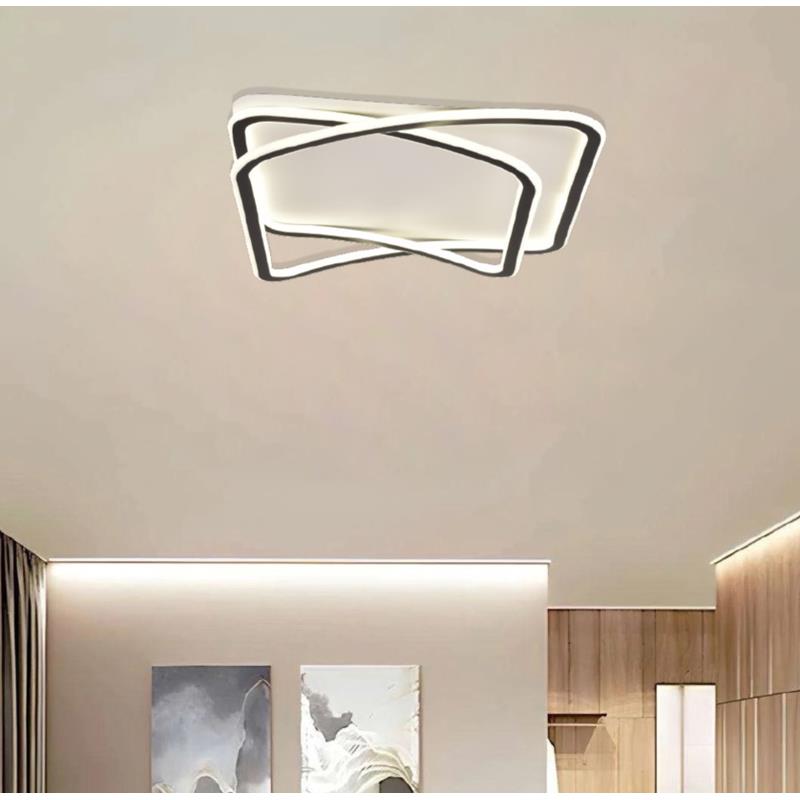 Inlight Πλαφονιέρα Οροφής LED 80W 3CCT από Μαύρο Μέταλλο και Λευκό Ακρυλικό 50x50cm (42038-Black/white)