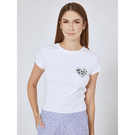 T-shirt με καρδιά glitter και strass SN7958.4069+2