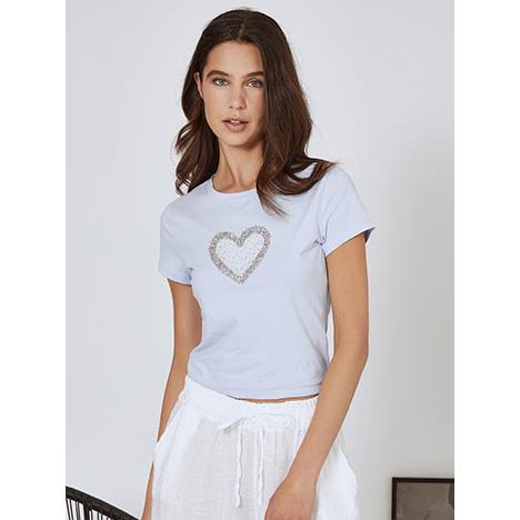 T-shirt με strass καρδιά και παγιέτες SN7958.4008+4