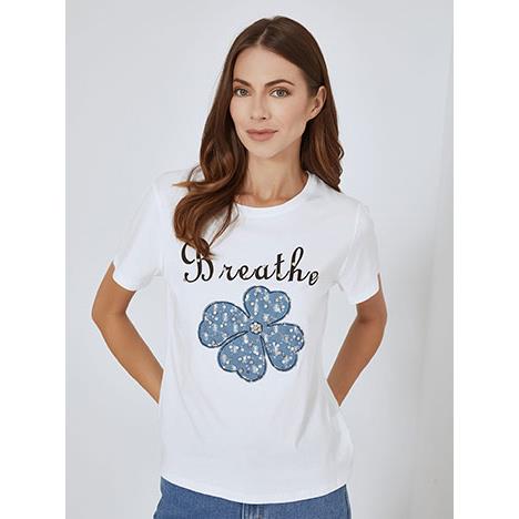 T-shirt με denim λουλούδι SN7948.4365+1