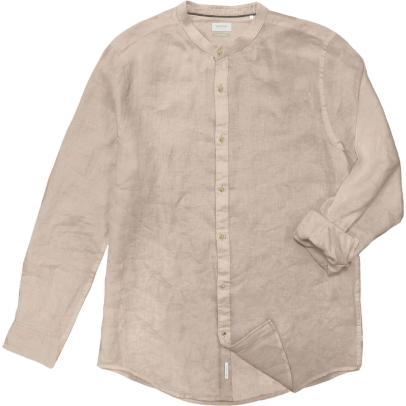 Rebase - SHIRTS LONG SLEEVE LINEN BLEND WITH MAO COLLAR - BEIGE