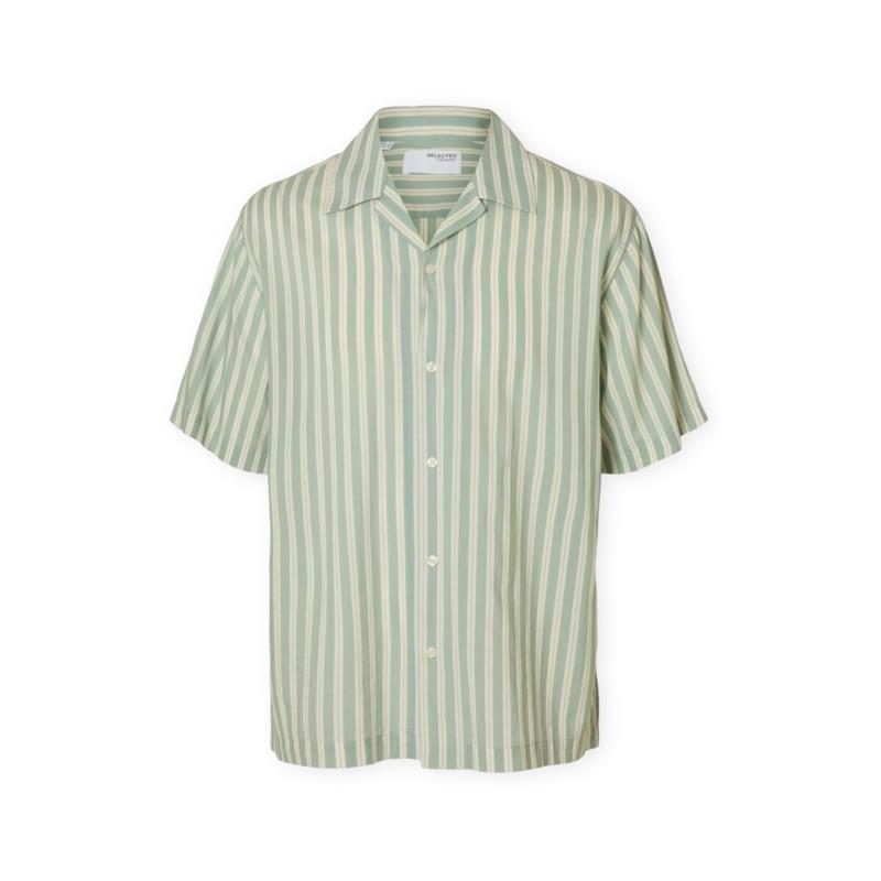 Πουκάμισο με μακριά μανίκια Selected Relaxair Mix Shirt - Iceberg Green/Stripes