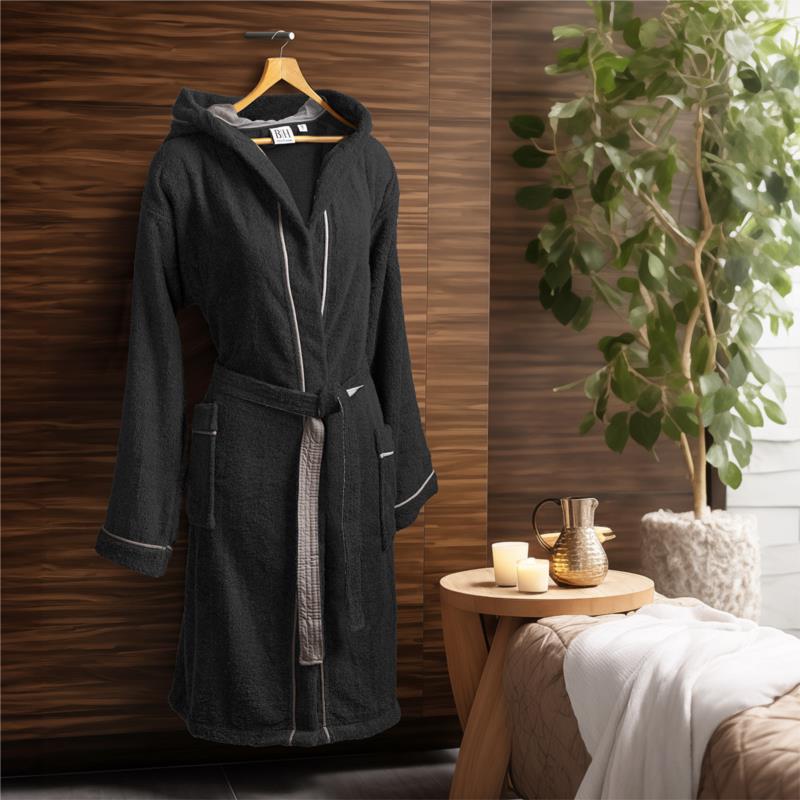 Μπουρνούζι με κουκούλα Art 3424 Μαύρο Beauty Home M