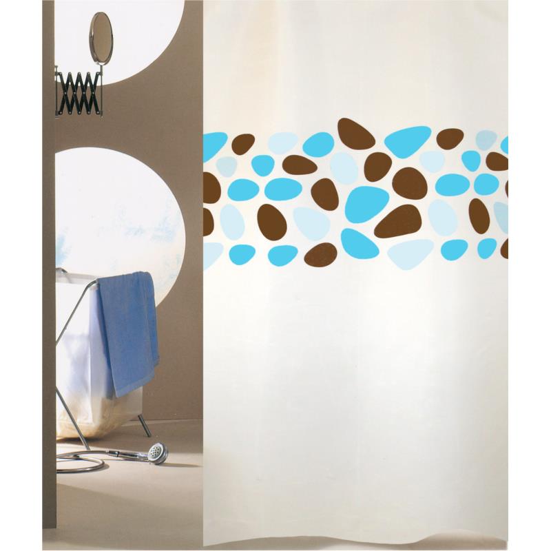 Κουρτίνα Μπάνιου (180x200) Με Κρίκους San Lorentzo Pebbles Turquoise