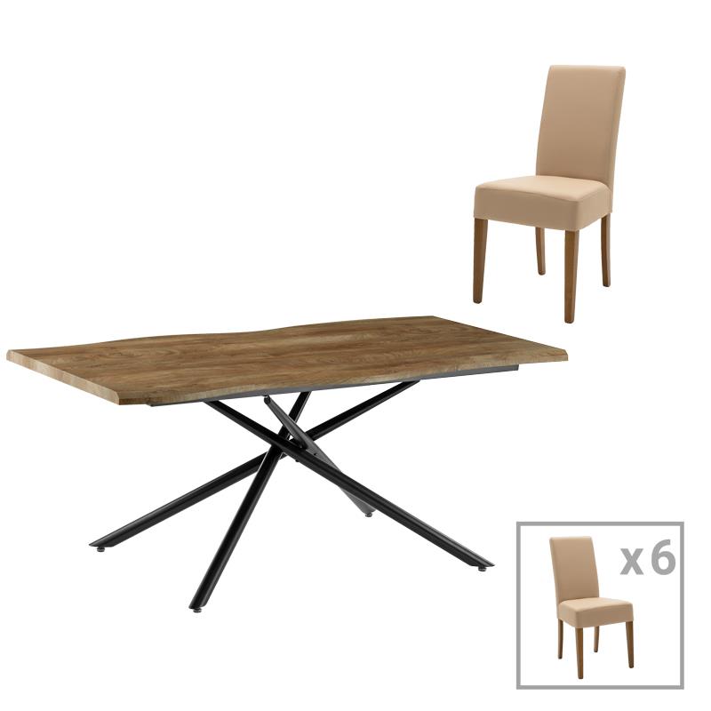 Τραπεζαρία Ditta-Jonal pakoworld μόκα- καρυδί 180x90x76εκ - PAKO WORLD - 200-001077