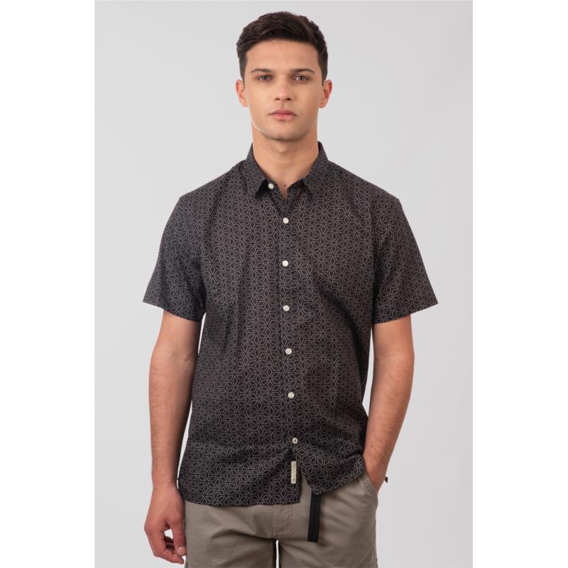 Rebase - SHIRTS SHORT SLEEVE WITH PATTERNED PRINT - CC47 BLACK