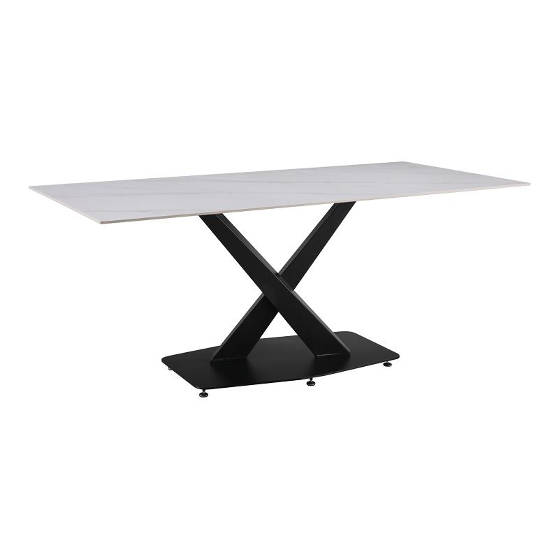 Τραπέζι Tafel pakoworld Sintered stone λευκό με μεταλλικά πόδια σε μαύρη απόχρωση 180x90x76εκ - PAKO WORLD - 278-000017