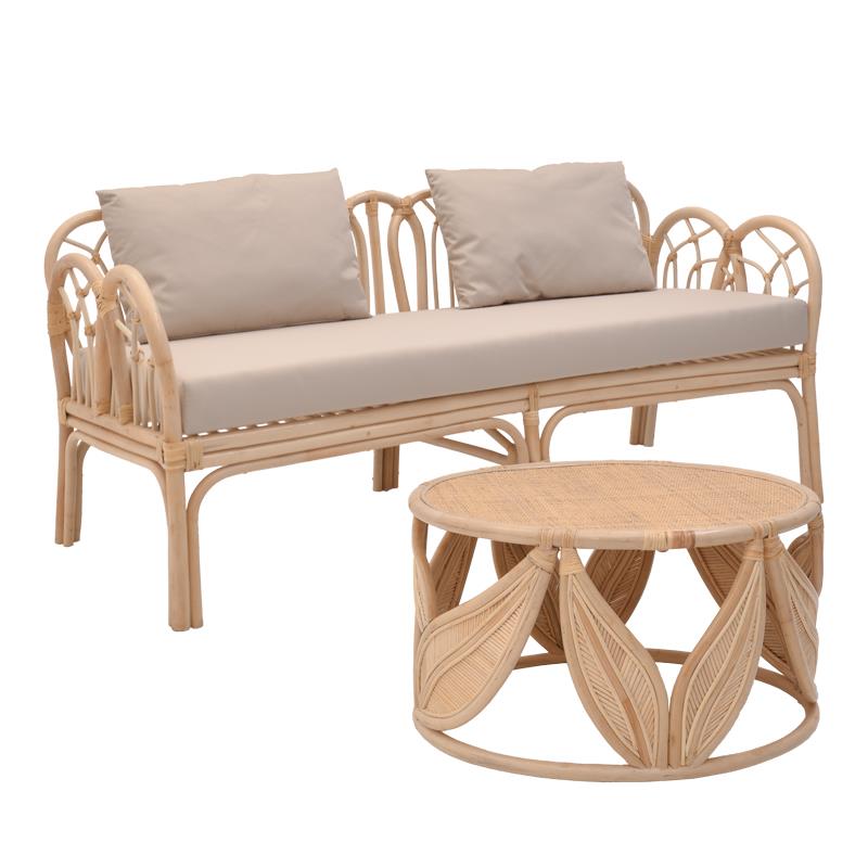 Σαλόνι Ytrone-Siderty pakoworld σετ 2τεμ rattan σε φυσική απόχρωση - PAKO WORLD - 344-000015