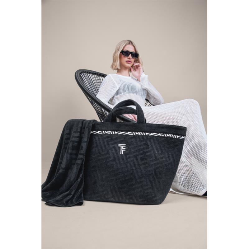 Τσάντα Θαλάσσης Polyester-Poliammide 40x40x68εκ. Feel & Touch Icon Black (Χρώμα: Μαύρο, Ύφασμα: 88% Polyester-12% Polyamide) - Feel and Touch - 5206480676598