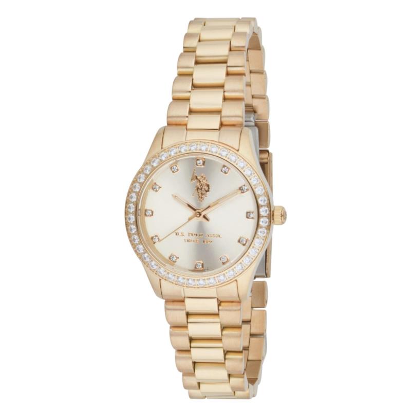 U.S. POLO Felicity Crystals - USP8408YG, Gold case with Stainless Steel Bracelet