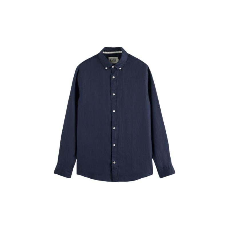 Πουκάμισο με μακριά μανίκια Scotch & Soda CORE LINEN BUTTONED DOWN LONGSLEEVE SHIRT MEN SCOTCH SODA
