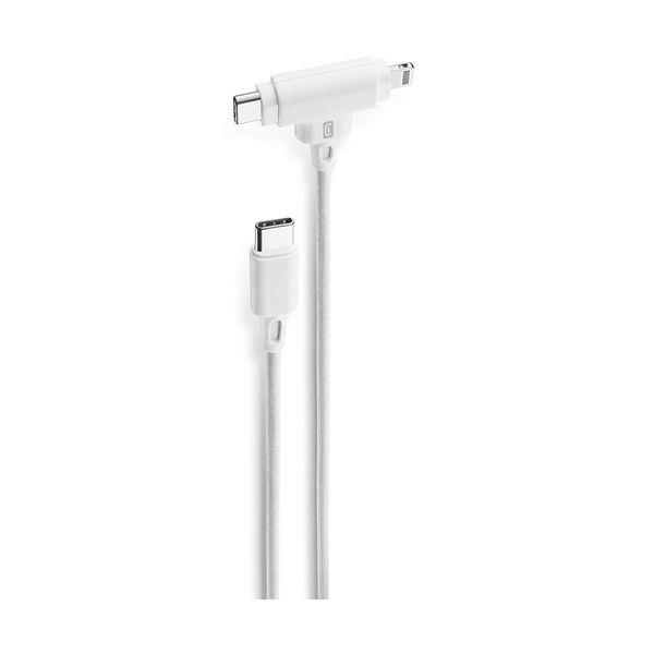 Cellular Line Dual Type-C σε Type-C & Lightning 1m White Καλώδιο