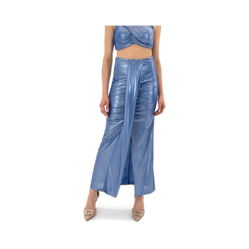 Κοντές Φούστες Zoya METALLIC LUREX FRONT SLIT RUFFLE MAXI SKIRT WOMEN