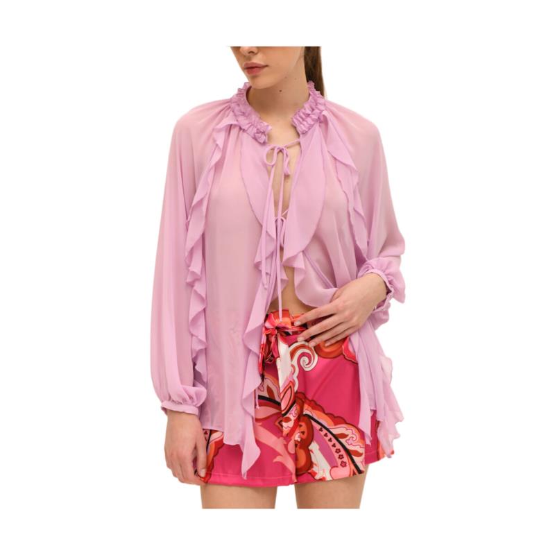 Πουκάμισα Twenty-29 ELIZA RUFFLE LONGSLEEVE SEE THROUGH SHIRT WOMEN