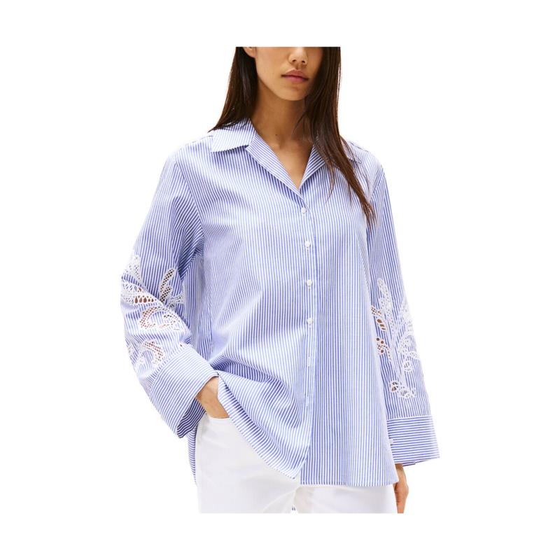 Πουκάμισα Tommy Hilfiger BRODERIE ANGLAISE STRIPE LONGSLEEVE SHIRT WOMEN