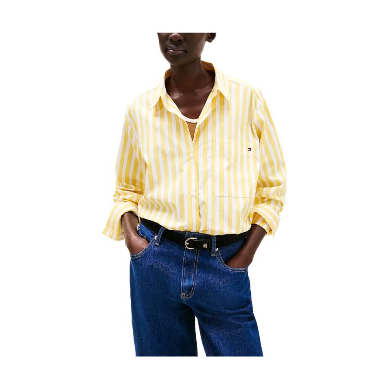 Πουκάμισα Tommy Hilfiger POPLIN STRIPED OVERSIZE FIT SHIRT WOMEN