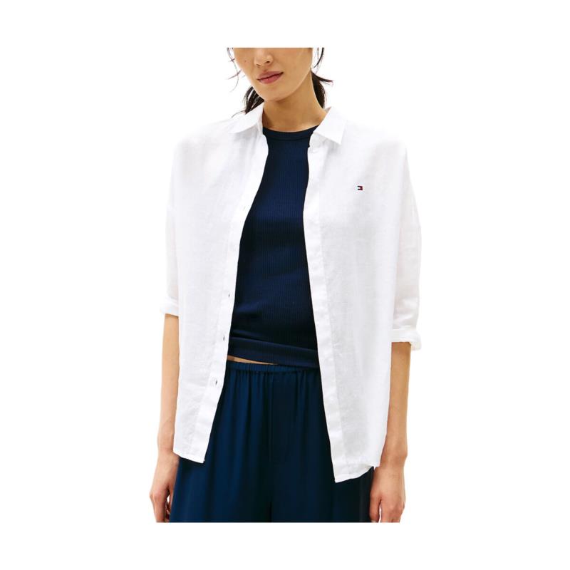 Πουκάμισα Tommy Hilfiger LINEN 3/4 SLEEVE LOOSE FIT SHIRT WOMEN