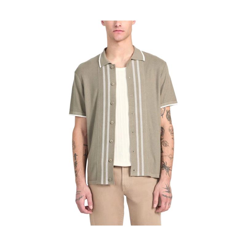 Πουκάμισο με μακριά μανίκια Guess TYLER KNITTED STRIPED BUTTONED POLO T-SHIRT MEN