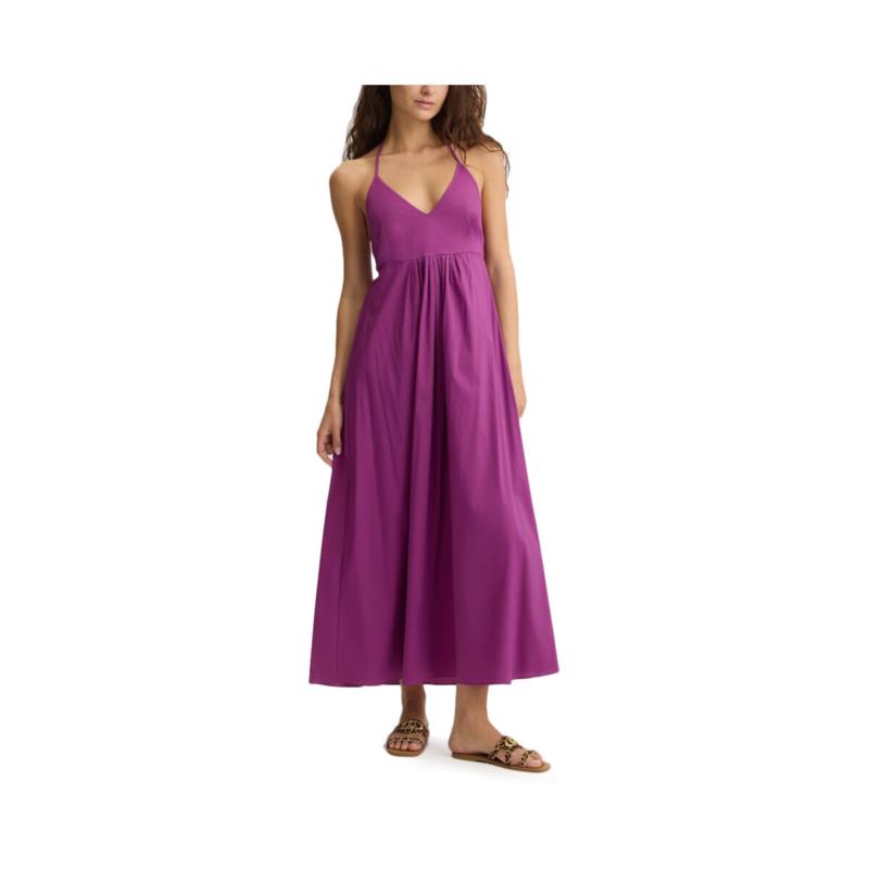 Φορέματα Liu Jo PLEATED OPEN BACK V NECK SLEEVELESS MIDI DRESS WOMEN