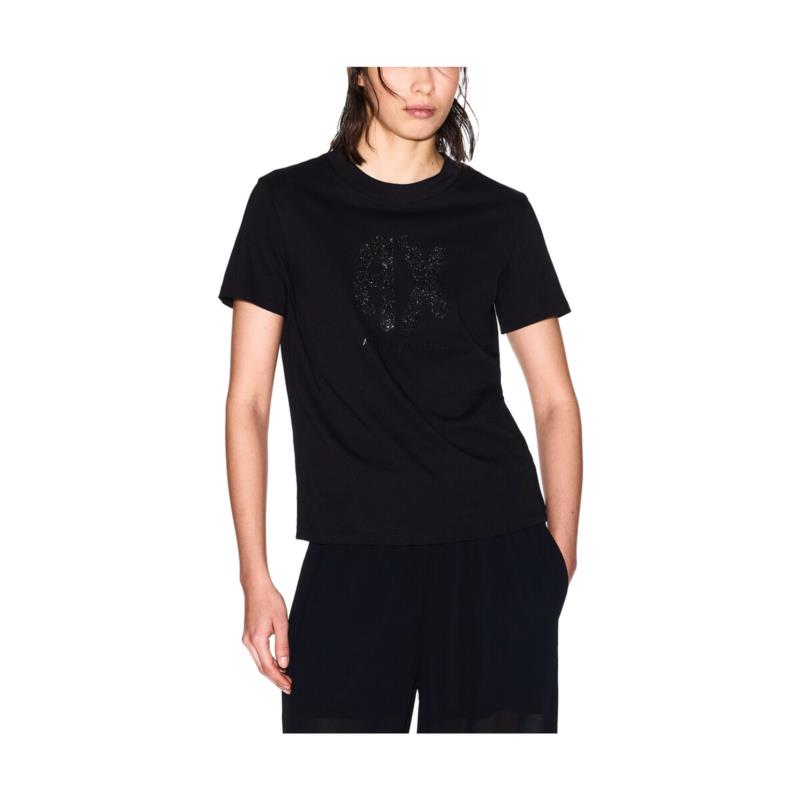 T-shirt με κοντά μανίκια EAX STRASS LOGO CREW NECK REGULAR T-SHIRT WOMEN