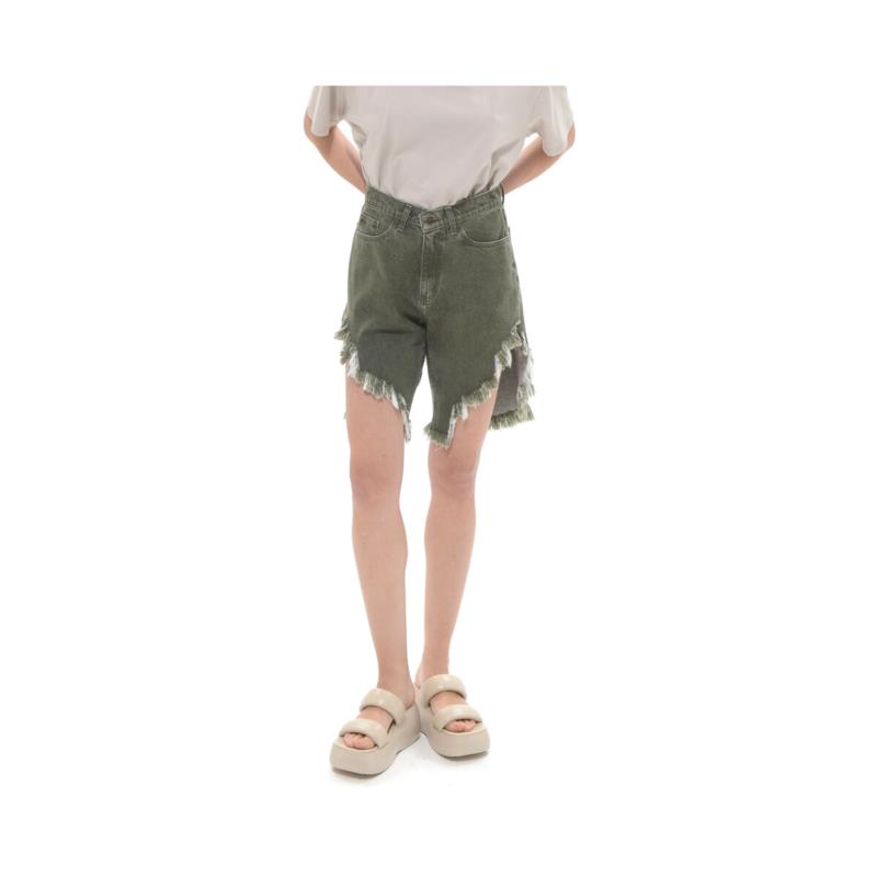 Shorts & Βερμούδες Sac N Co ANALU DENIM FRINGES HIGH WAIST BERMUDA WOMEN SAC CO