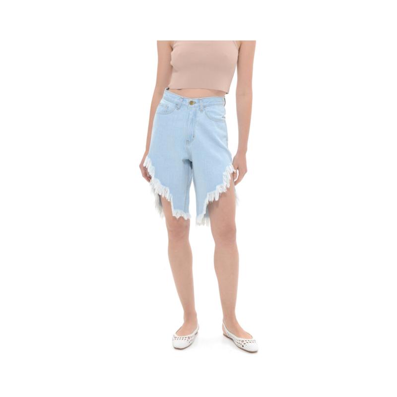 Shorts & Βερμούδες Sac N Co ANALU DENIM FRINGES HIGH WAIST BERMUDA WOMEN SAC CO