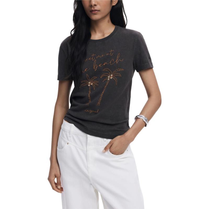 T-shirt με κοντά μανίκια Desigual REPRIS TS PALM 25WWTKX1