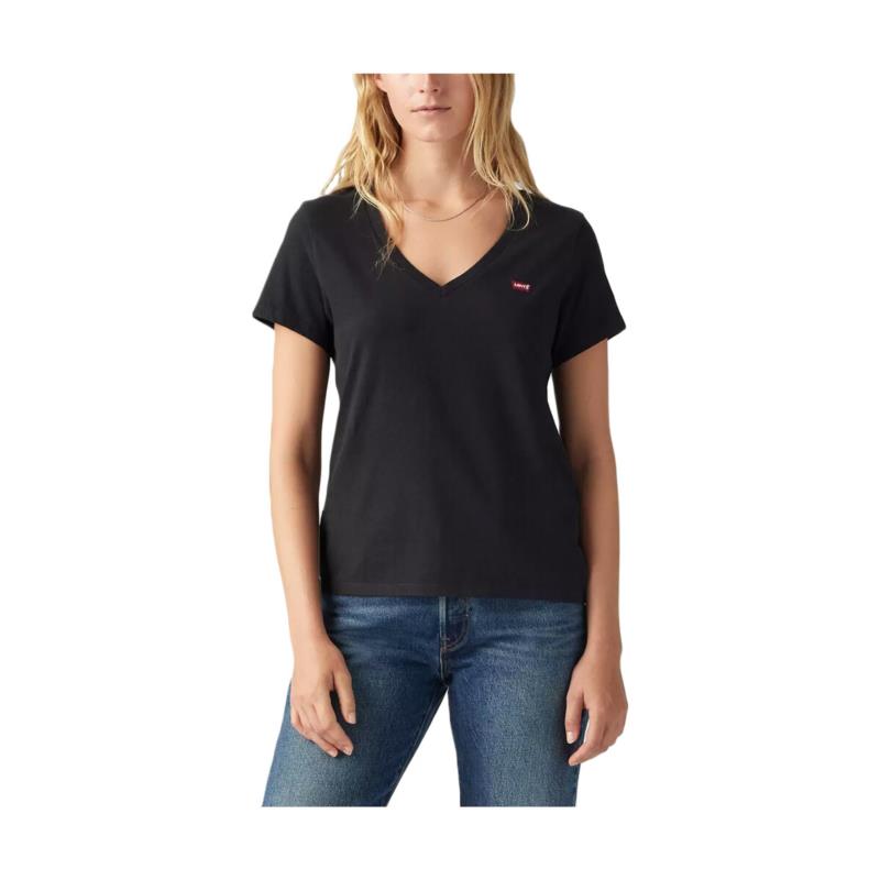 T-shirt με κοντά μανίκια Levis PERFECT SLUB LOGO V NECK T-SHIRT WOMEN
