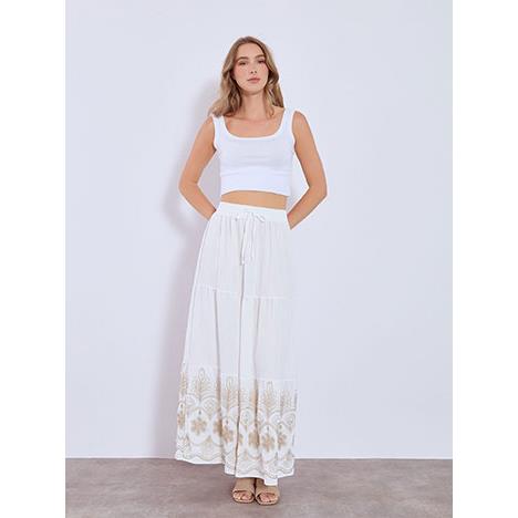 Φούστα μάξι με κέντημα στο τελείωμα SN9844.2092+1