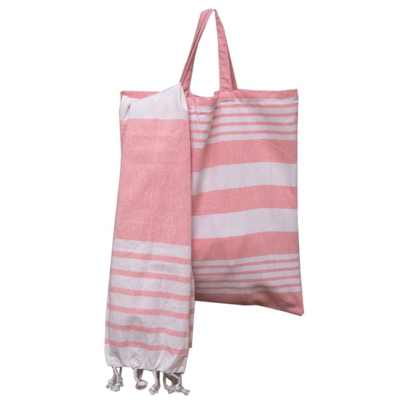 Τσάντα Θαλάσσης + Παρεό (85x165) Viopros Γκαμπριέλα Ροζ