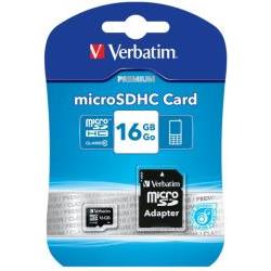 VERBATIM 44082 MICROSDHC CLASS 10 16GB WITH ADAPTER