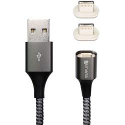 4SMARTS MAGNETIC USB CABLE GRAVITYCORD 2.0 1M GREY + 2X LIGHTNING CONNECTORS