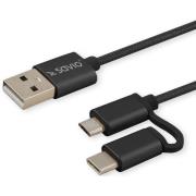SAVIO CL-128 2IN1 USB - MICRO USB / TYPE C CABLE 2.1A 1M