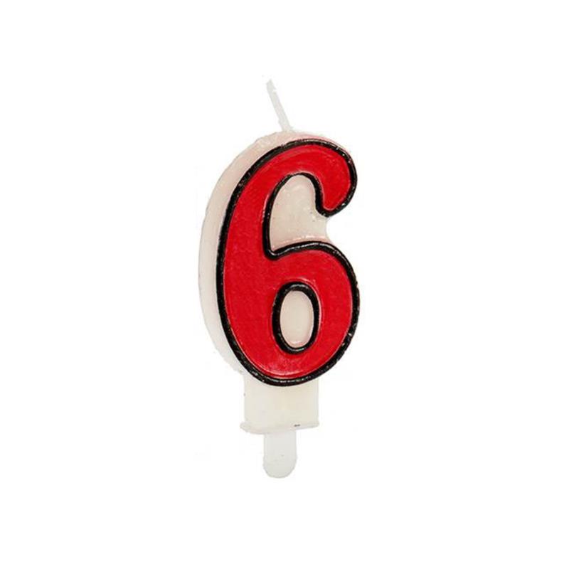 Κεράκι γενεθλίων νούμερο 6 (έξι) σε 4 διαφορετικά χρώματα Κόκκινο - Cb