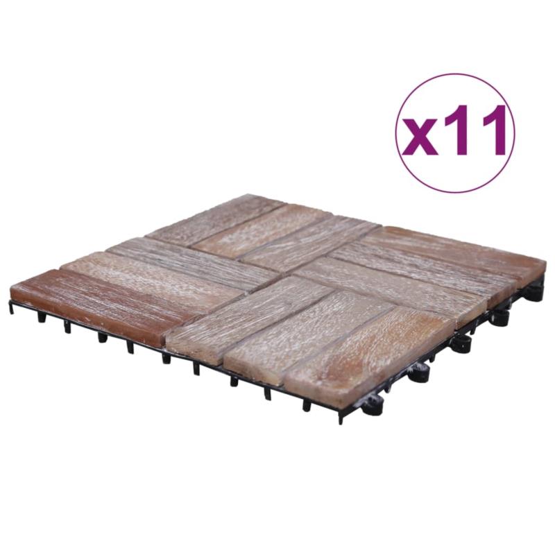 vidaXL Πλακάκια Deck 11 τεμ. 30 x 30 εκ. Μασίφ Ανακυκλωμένο Ξύλο
