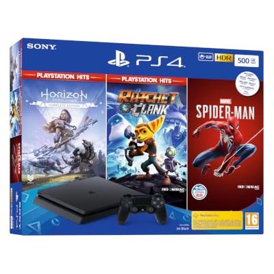 Sony PlayStation 4 - 500GB Slim D Chassis & Spider-man & Ratchet & Clank & Horizon Zero Dawn