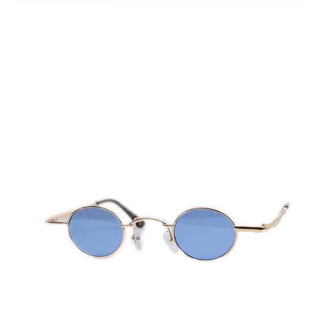 Στρόγγυλα μικρά γυαλιά ηλίου με μεταλλικό χρυσό σκελετό (Μπλε)