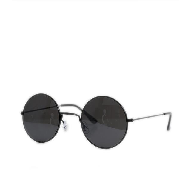 Στρόγγυλα γυαλιά ηλίου με μαύρο σκελετό (Μαύρο)