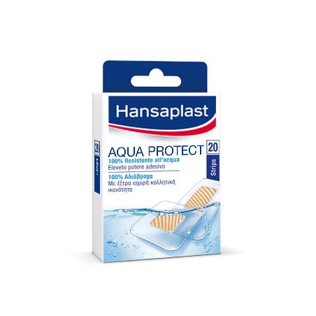 Hansaplast Strips/Ταχυεπιδέσμοι Aqua Protect 100% Αδιάβροχα Επιθέματα 20 strips (8 Strips-3,9cm x 3,9cm,12 Strips-6,5cm x 2,5cm)
