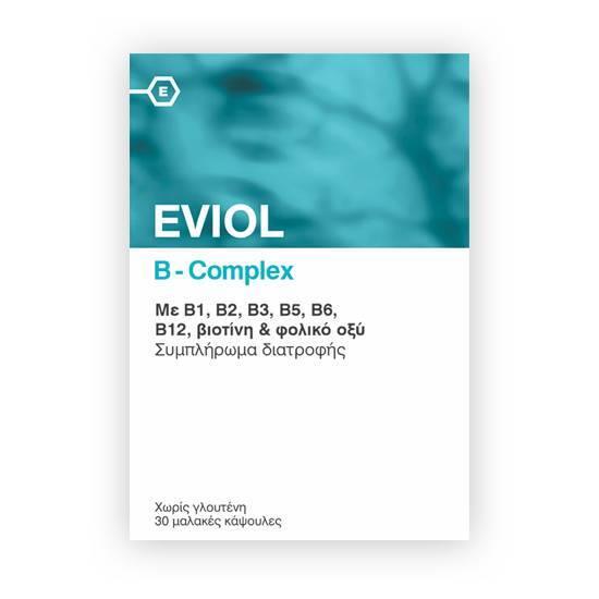 EVIOL B-Complex Συμπλήρωμα Συμπλέγματος Βιταμίνης B για τη Φυσιολογική Λειτουργία του Νευρικού Συστήματος 30 caps