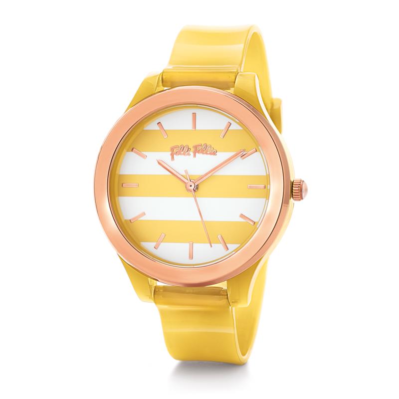 FOLLI FOLLIE - Γυναικείο ρολόι με λουράκι καουτσούκ FOLLI FOLLIE CLUB RIVIERA κίτρινο