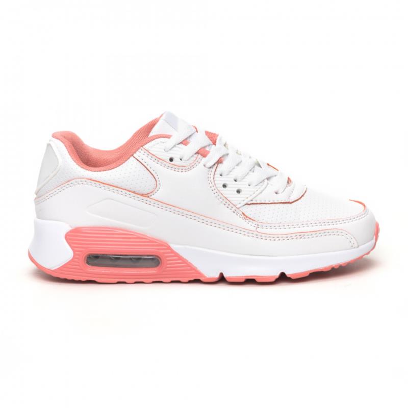 Γυναικεία λευκά-ροζ αθλητικά παπούτσια με αερόσολα