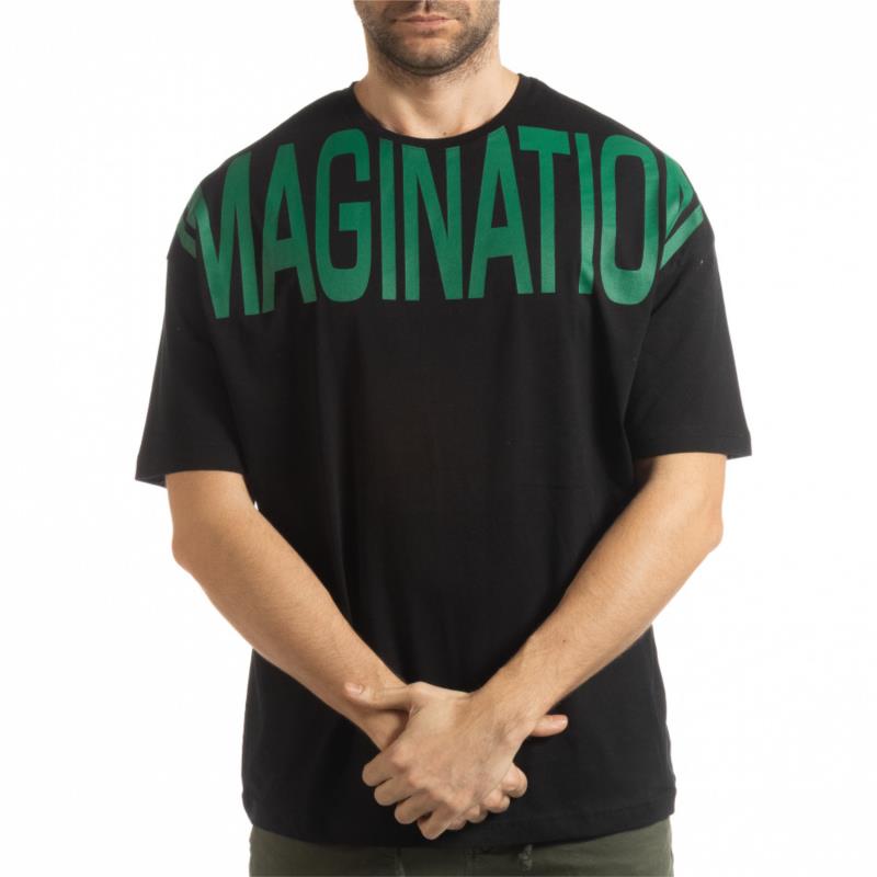 Ανδρική μαύρη κοντομάνικη μπλούζα Imagination