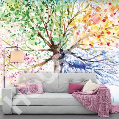 Πολύχρωμο Δέντρο Ακουαρέλα Φύση Ταπετσαρίες Τοίχου 78 x 100 cm