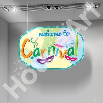 Welcome Carnival Αποκριάτικα Καρτολίνες κρεμαστές 55X37