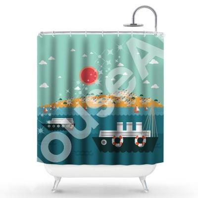 Μίκρο Λιμάνι Παιδικά Κουρτίνες μπάνιου 150 x 180 cm