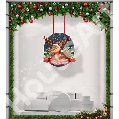 Crristmas Deer Χριστουγεννιάτικα Καρτολίνες κρεμαστές 50x50 cm